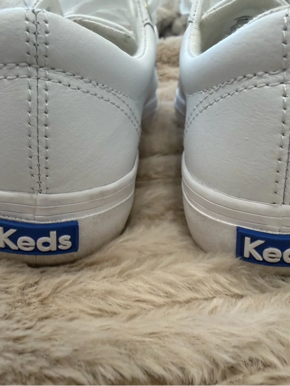 Keds White Leather Sneakers with Gold Accents - Picture 5 of 6